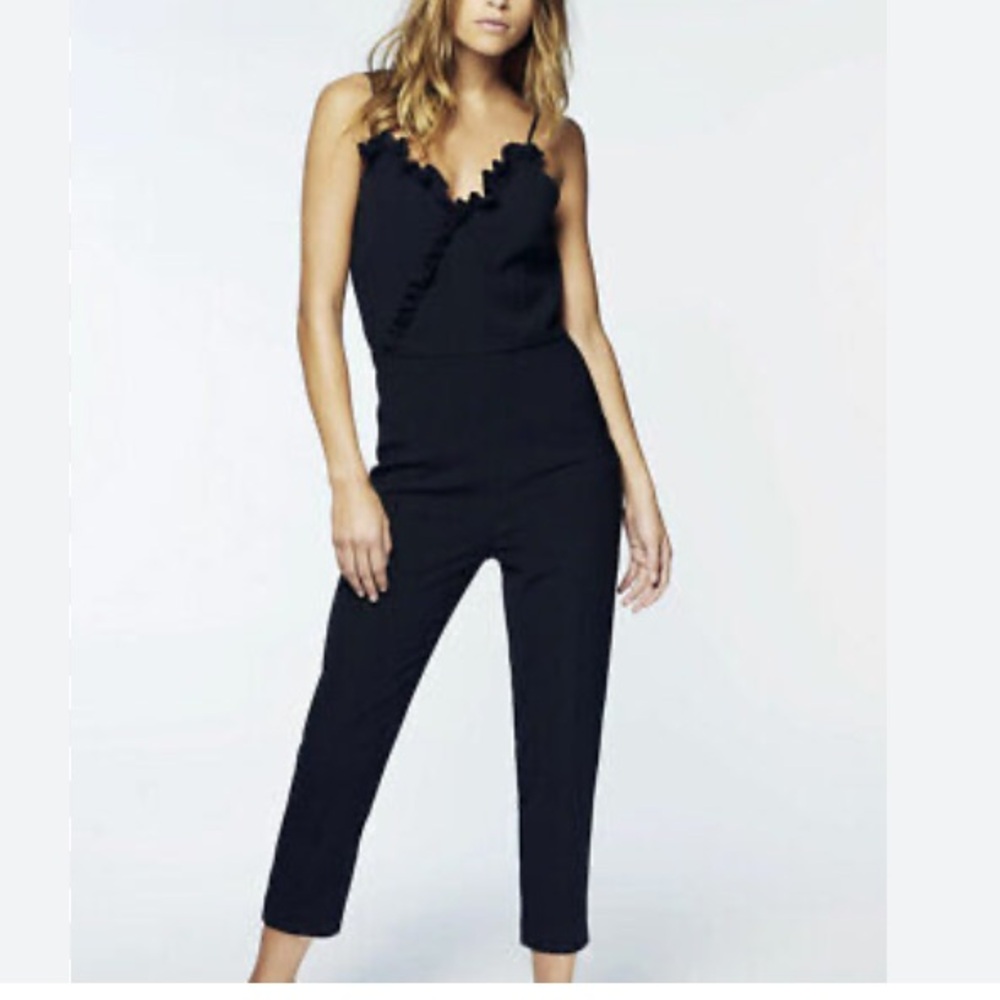 ba&sh Black Solo Ruffled Jumpsuit black size 10